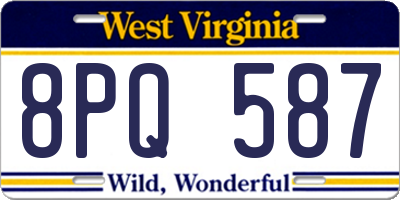 WV license plate 8PQ587