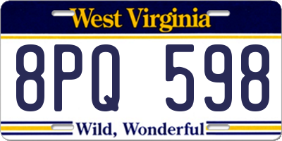 WV license plate 8PQ598