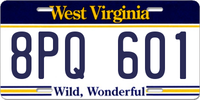 WV license plate 8PQ601