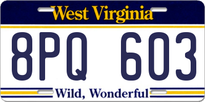 WV license plate 8PQ603