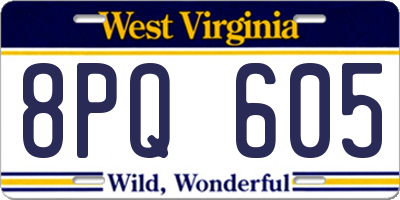WV license plate 8PQ605