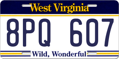 WV license plate 8PQ607