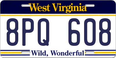 WV license plate 8PQ608