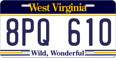 WV license plate 8PQ610