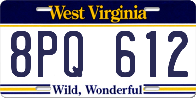 WV license plate 8PQ612