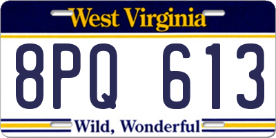 WV license plate 8PQ613