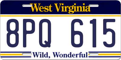 WV license plate 8PQ615