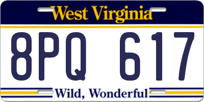 WV license plate 8PQ617