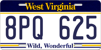 WV license plate 8PQ625