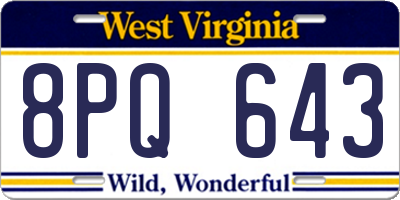 WV license plate 8PQ643