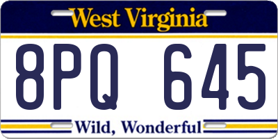 WV license plate 8PQ645