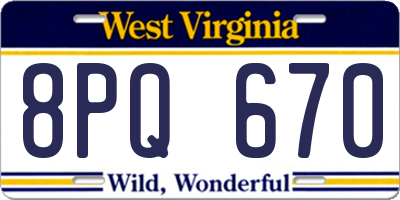 WV license plate 8PQ670
