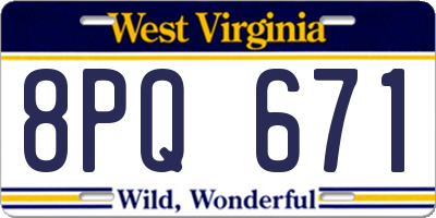 WV license plate 8PQ671