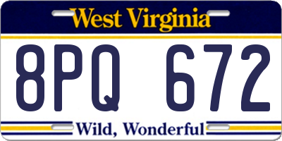 WV license plate 8PQ672