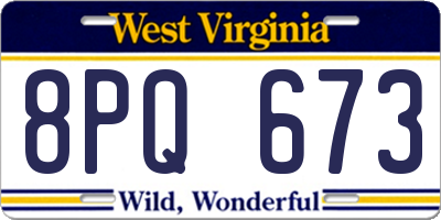 WV license plate 8PQ673