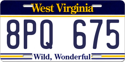 WV license plate 8PQ675
