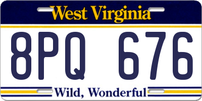 WV license plate 8PQ676