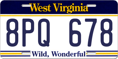 WV license plate 8PQ678