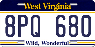 WV license plate 8PQ680