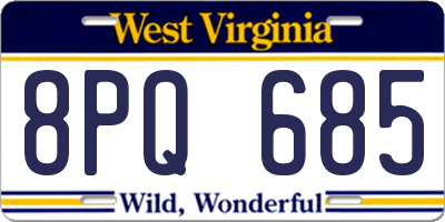 WV license plate 8PQ685