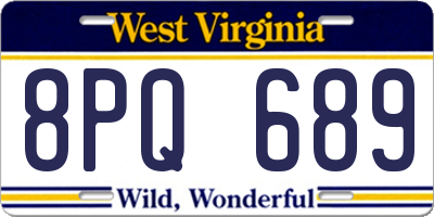 WV license plate 8PQ689