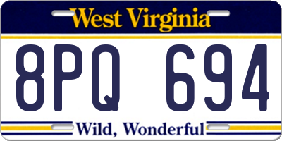 WV license plate 8PQ694
