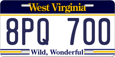 WV license plate 8PQ700