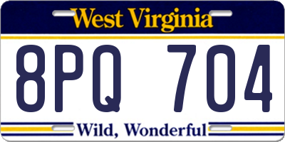 WV license plate 8PQ704