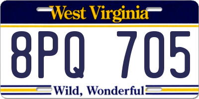 WV license plate 8PQ705