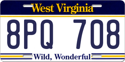 WV license plate 8PQ708