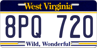 WV license plate 8PQ720