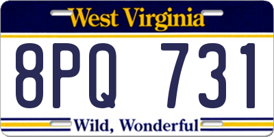 WV license plate 8PQ731