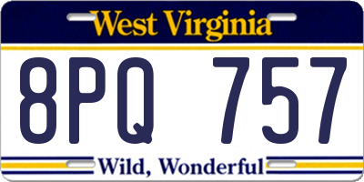 WV license plate 8PQ757