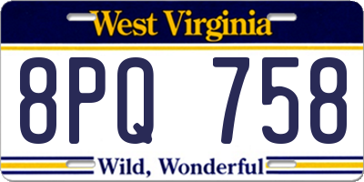 WV license plate 8PQ758