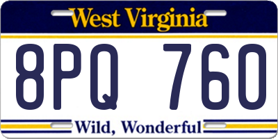 WV license plate 8PQ760