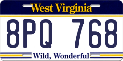 WV license plate 8PQ768
