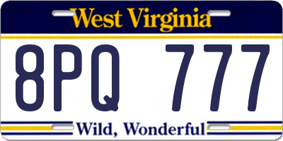 WV license plate 8PQ777