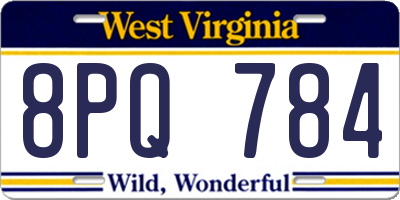 WV license plate 8PQ784
