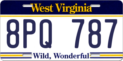 WV license plate 8PQ787