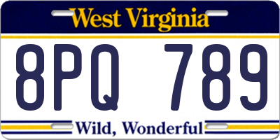WV license plate 8PQ789