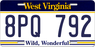 WV license plate 8PQ792