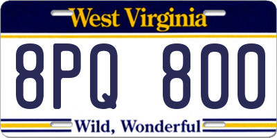 WV license plate 8PQ800