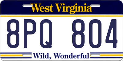 WV license plate 8PQ804