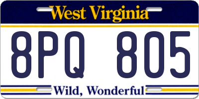 WV license plate 8PQ805