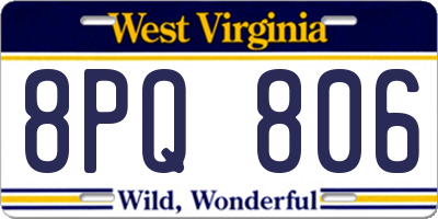 WV license plate 8PQ806