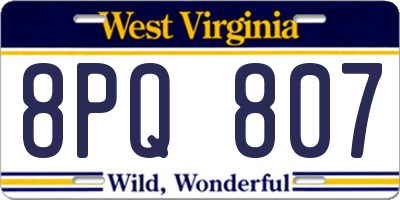 WV license plate 8PQ807