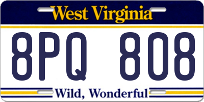 WV license plate 8PQ808