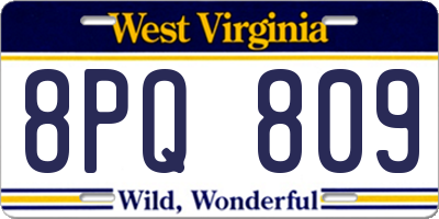 WV license plate 8PQ809