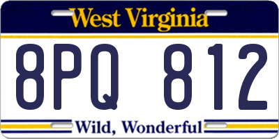 WV license plate 8PQ812