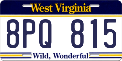 WV license plate 8PQ815